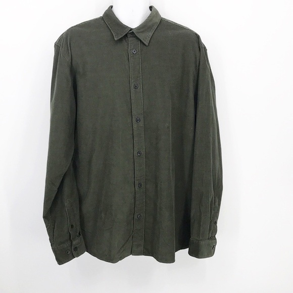 Selected Homme Regular Fit Military Green Corduroy Shirt Sz 18 Neck - Picture 1 of 11